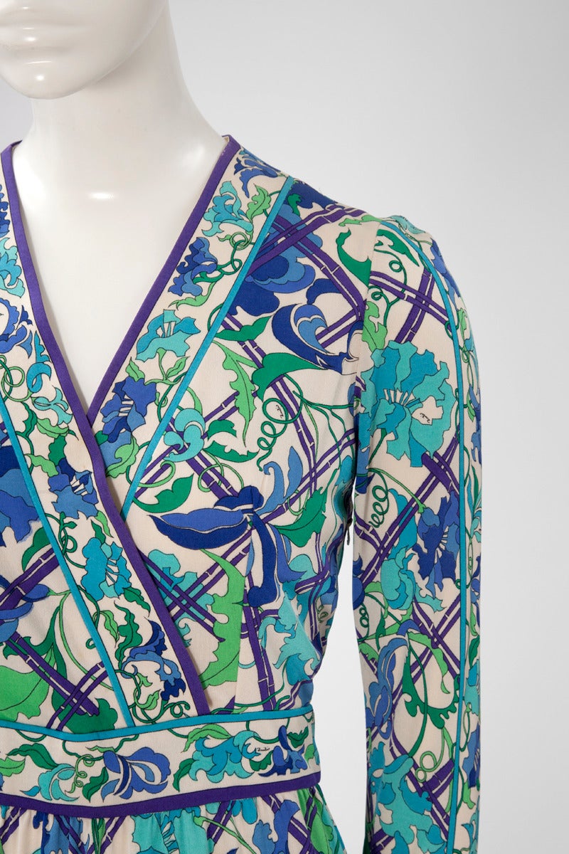 Blue Emilio Pucci Printed Silk Jersey Dress