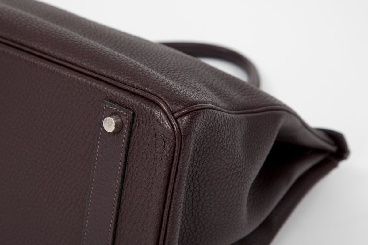 Hermes Ebene Togo Leather Birkin 40 Cm Handbag In Excellent Condition In Geneva, CH