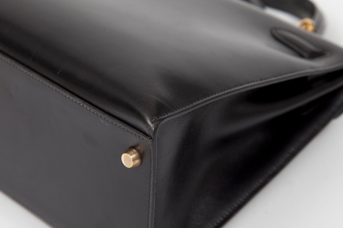 1995 Hermes Black Kelly Sellier 32 Cm Box Calfskin Handbag 1