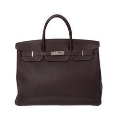 Hermes Ebene Togo Leather Birkin 40 Cm Handbag