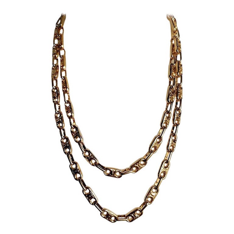 Celine Gilt Metal Chain Necklace at 1stDibs
