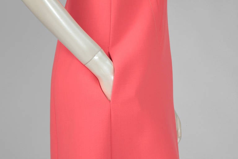 Pink Jean-Louis Scherrer Wool Day Dress For Sale