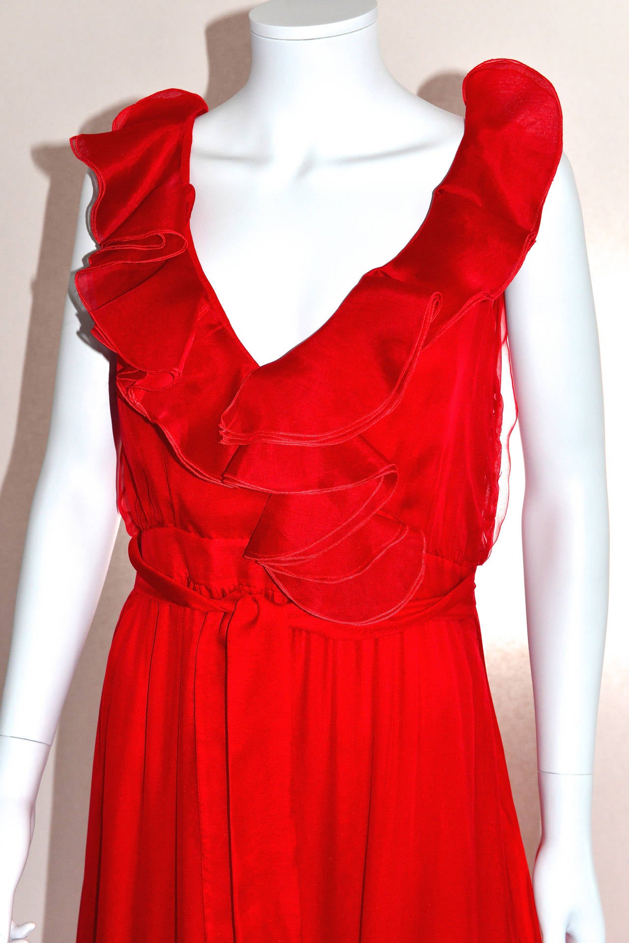 Red Valentino Silk Chiffon Evening Gown