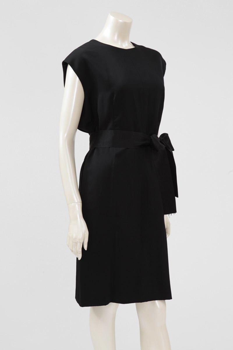 Labelled and numbered 94516, this 60's Balenciaga haute couture silk dinner/cocktail dress with ribbon bow sash is the perfect 