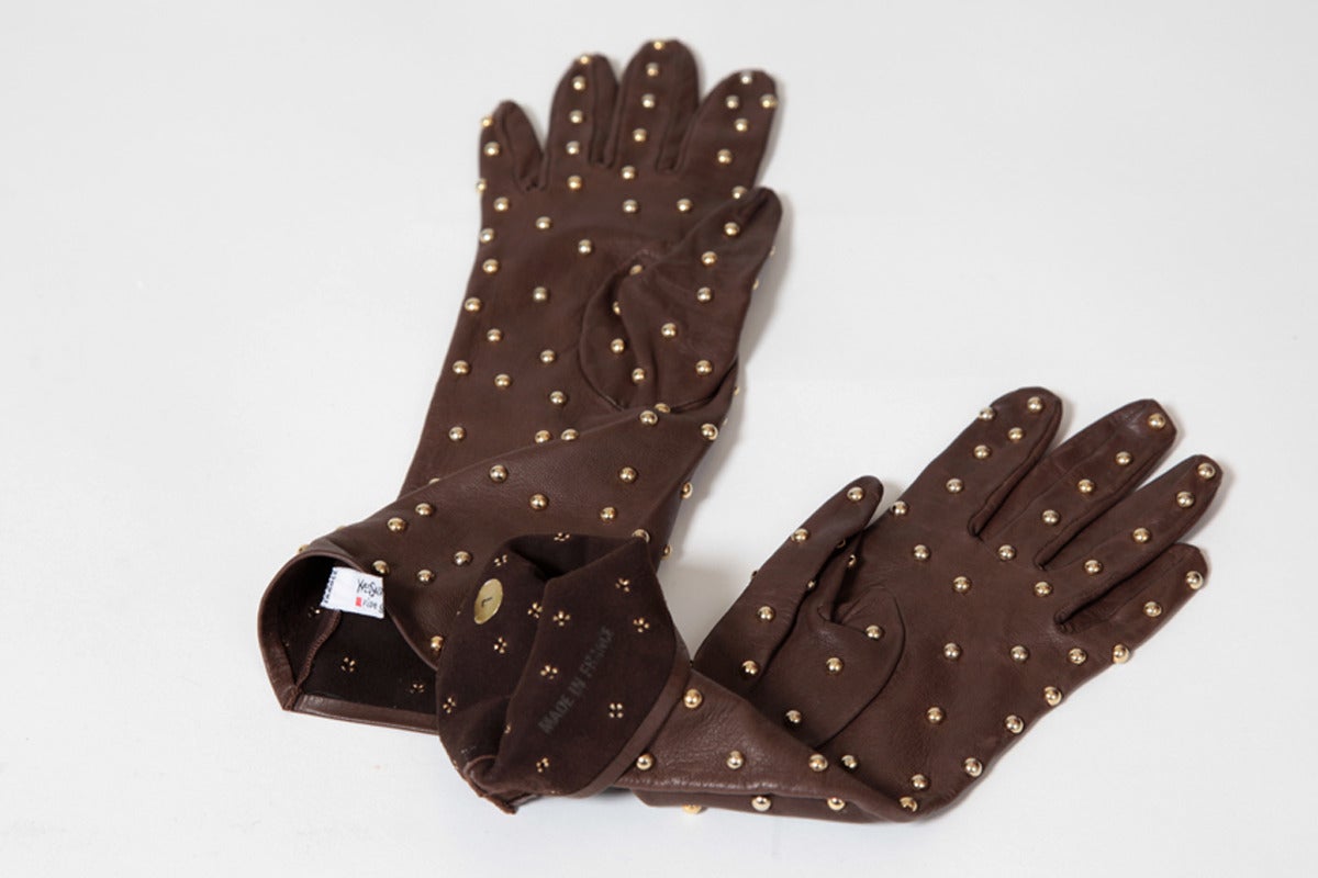 ysl leather gloves