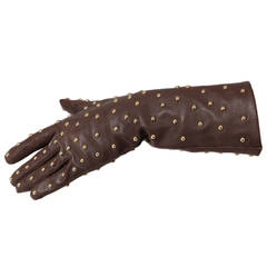 Vintage Yves Saint Laurent Studded Leather Gloves