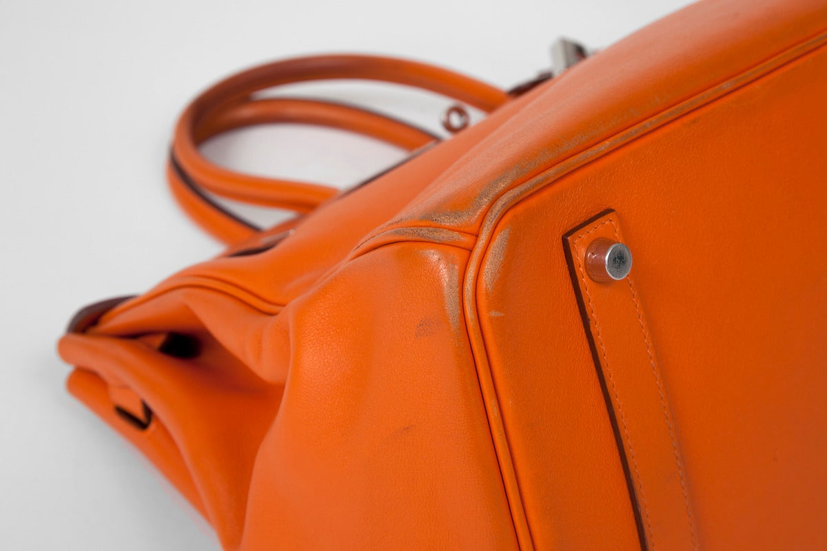 Hermes Orange Swift Leather 35 cm Birkin Handbag 4
