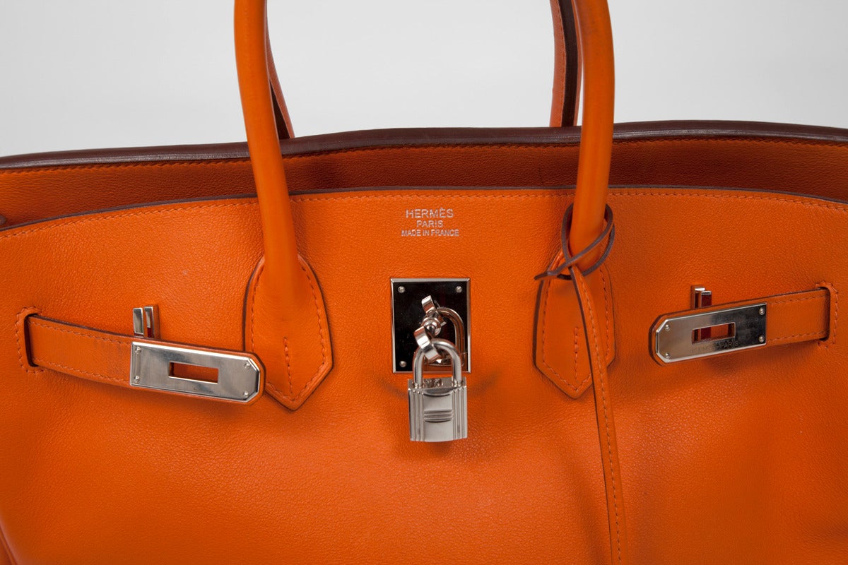 Women's Hermes Orange Swift Leather 35 cm Birkin Handbag