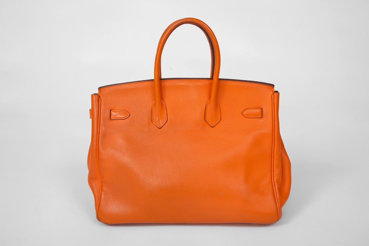 Hermes Orange Swift Leather 35 cm Birkin Handbag 5