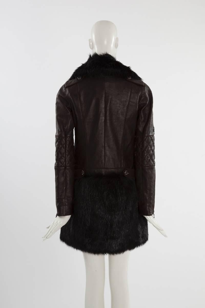 Black Chanel Runway Leather & Faux Fur Biker Coat, Fall-Winter 2010-2011