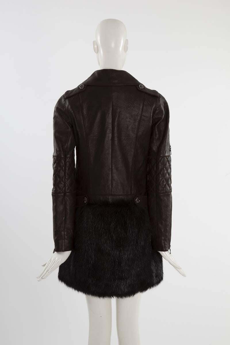 Chanel Runway Leather & Faux Fur Biker Coat, Fall-Winter 2010-2011 In Excellent Condition In Geneva, CH