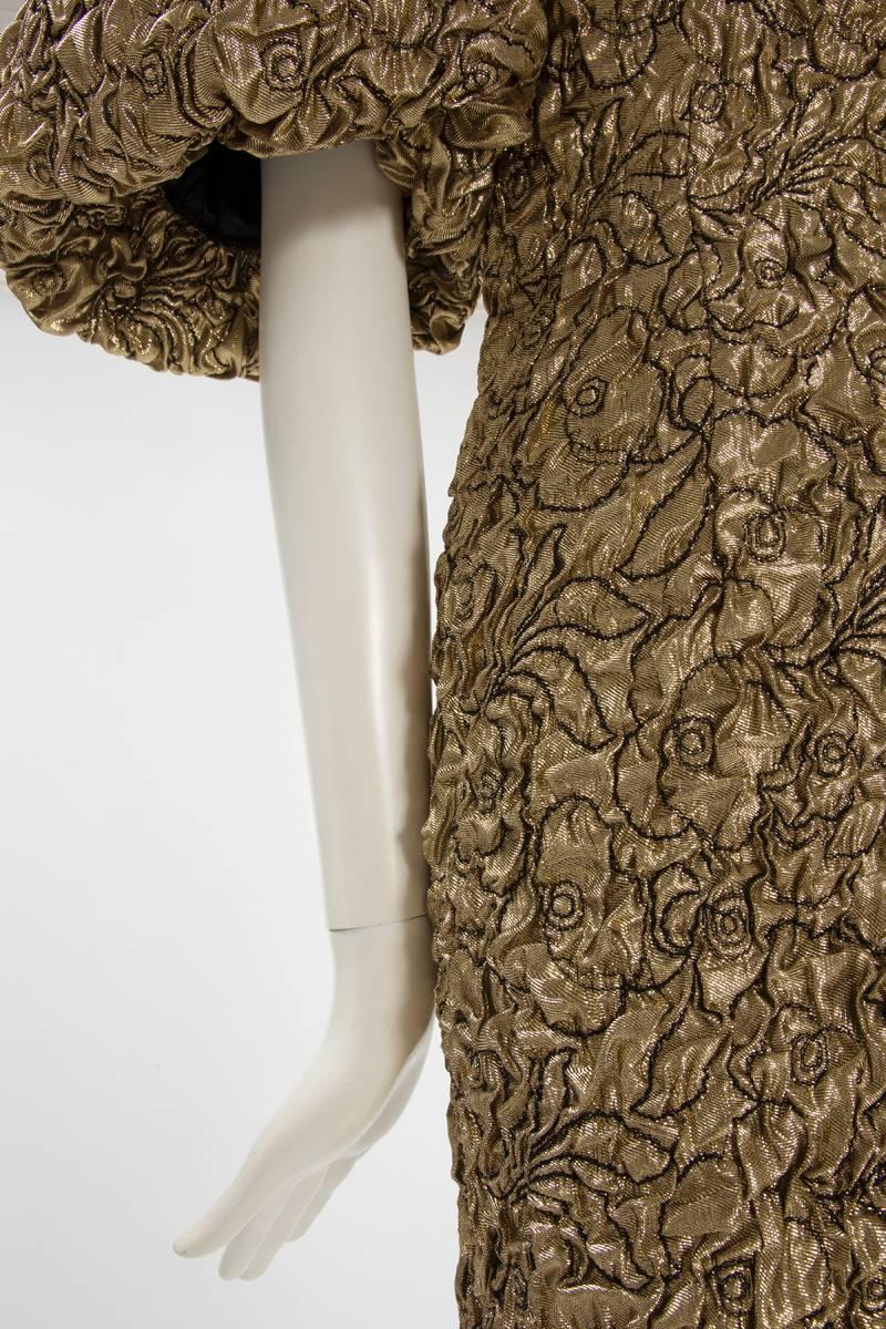 Brown Yves Saint Laurent Blistered Silk Cocktail Dress