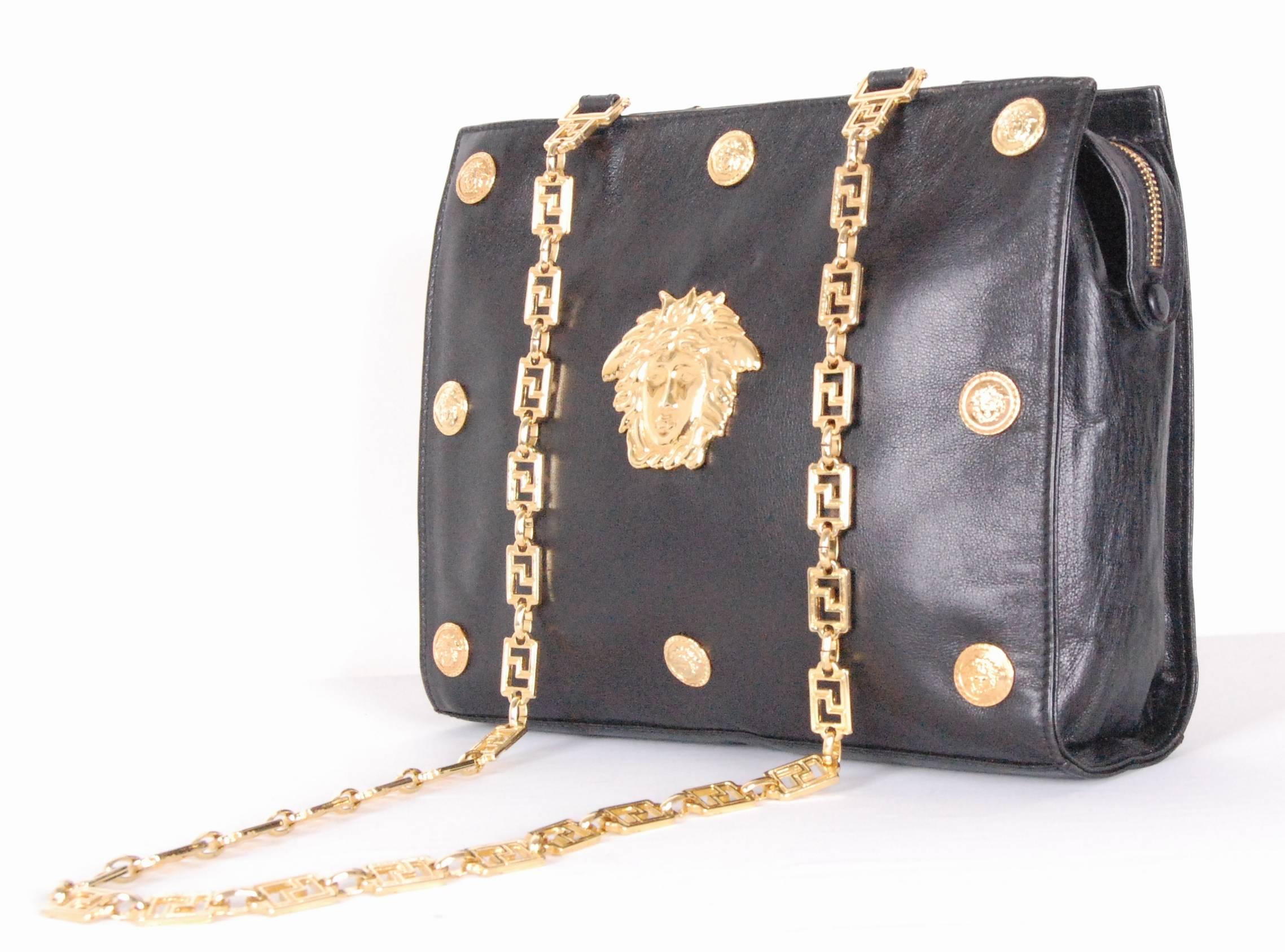 Gianni Versace Couture Medusa Leder Umhängetasche 2