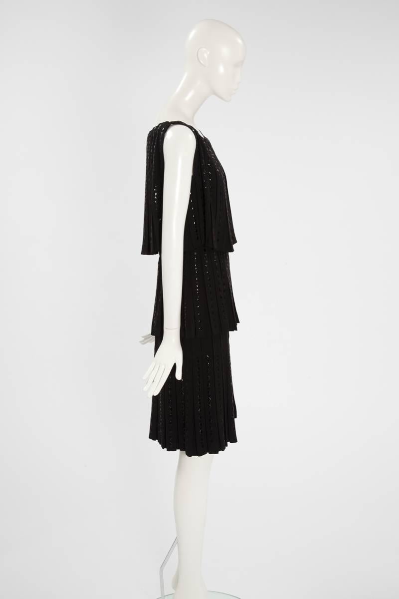 Black Hartnell Haute Couture Beaded Cocktail Dress, Circa 1960 For Sale