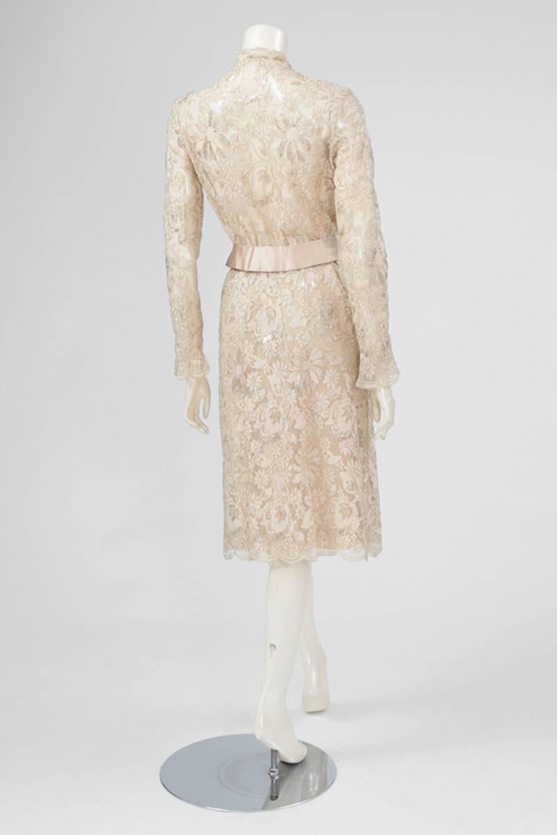 Chanel Haute Couture Lace Cocktail Dress, Circa 1960 In Excellent Condition In Geneva, CH