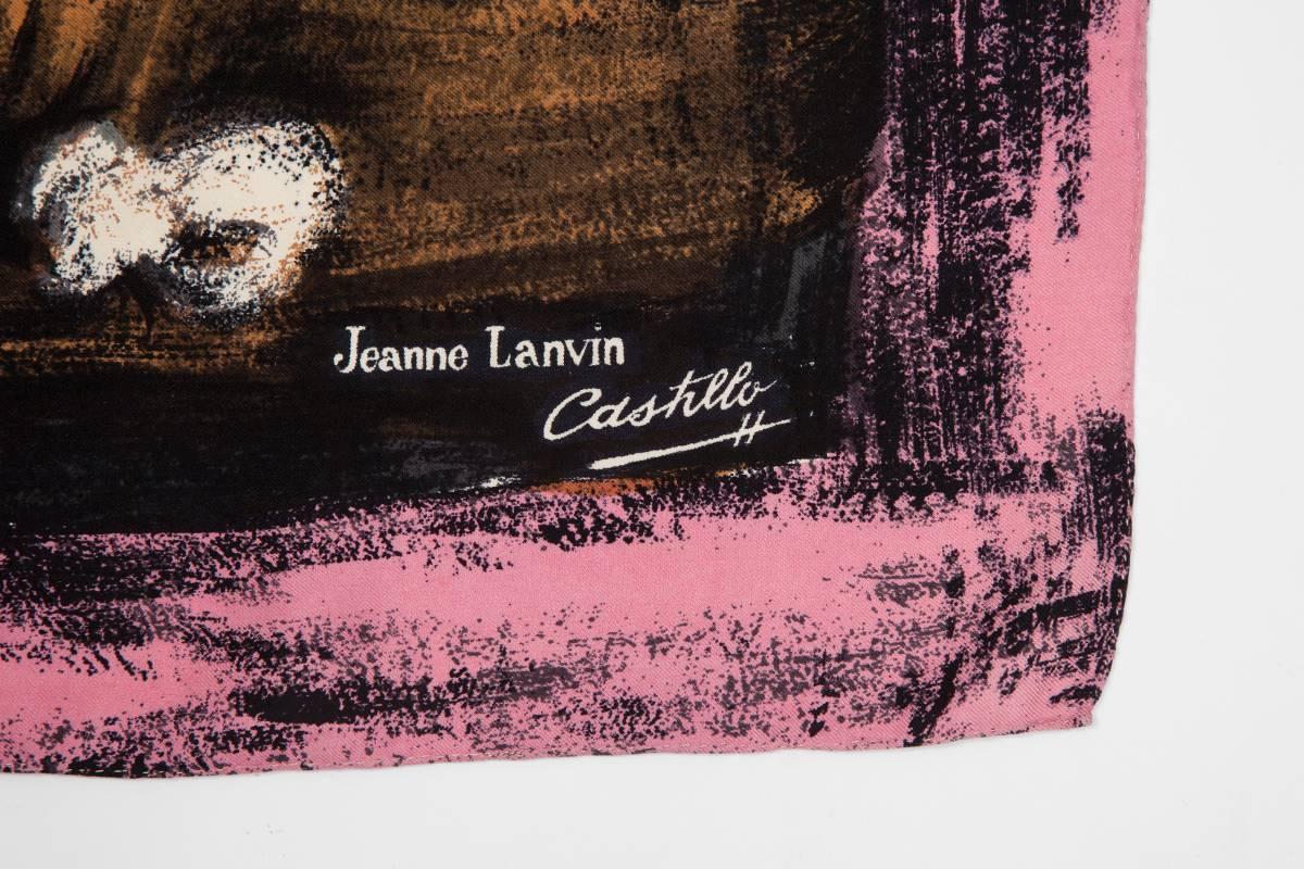 Jeanne Lanvin by Castillo Printed Silk Scarf In Excellent Condition In Geneva, CH