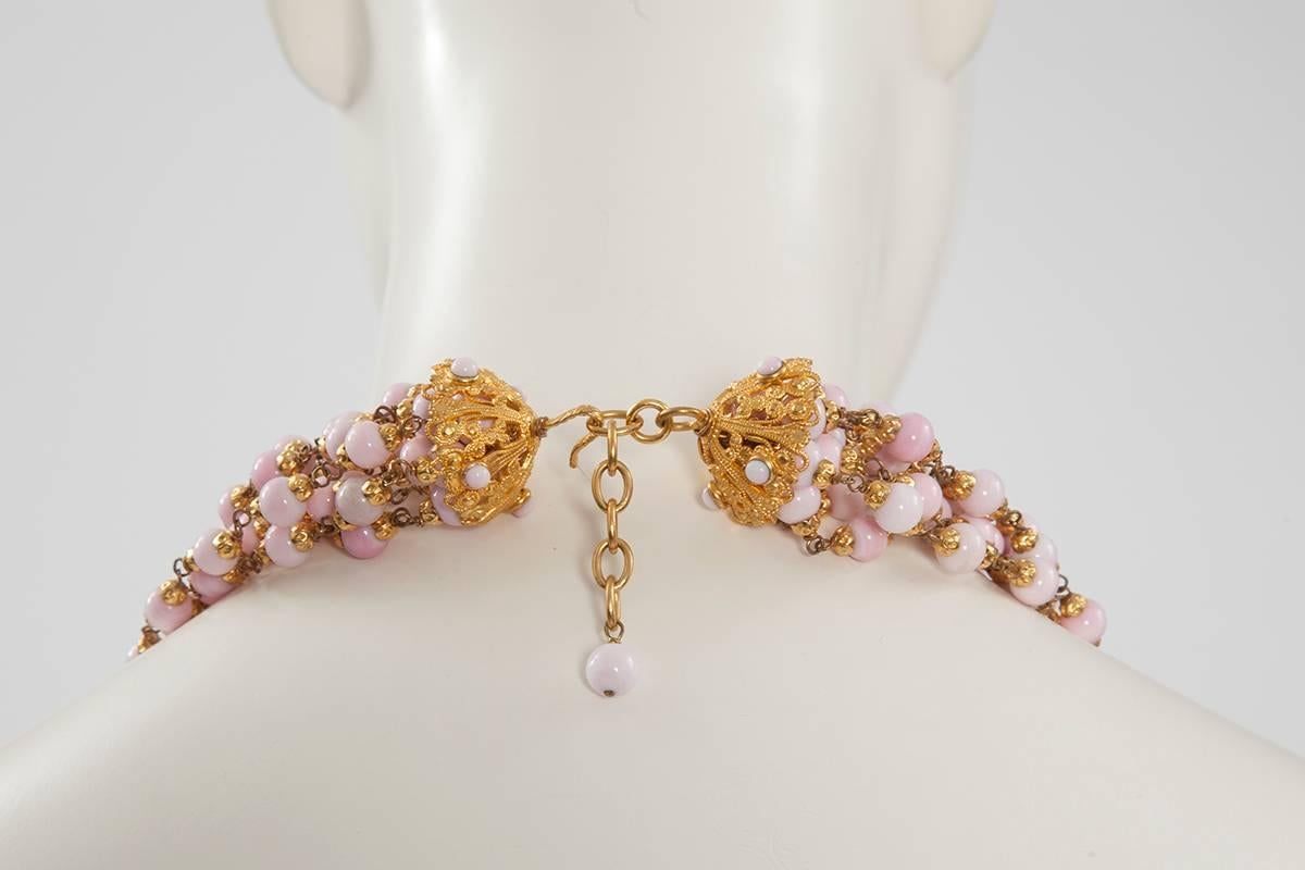 1993 Chanel Angel's Skin Coral Multi-Strand Necklace In Excellent Condition In Geneva, CH