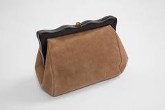 Chanel Suede & Wood Quilted Clutch