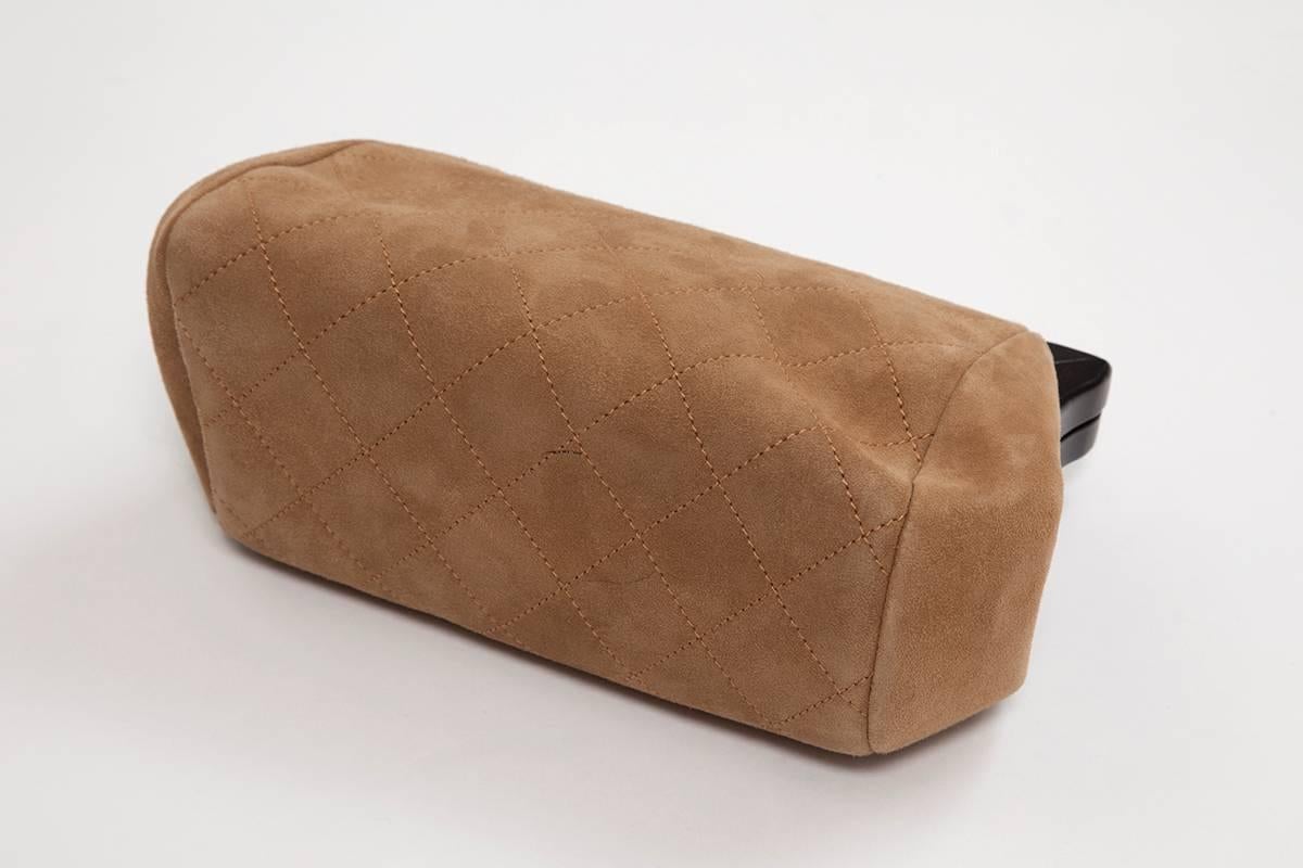 Women's Chanel Suede & Wood Quilted Clutch