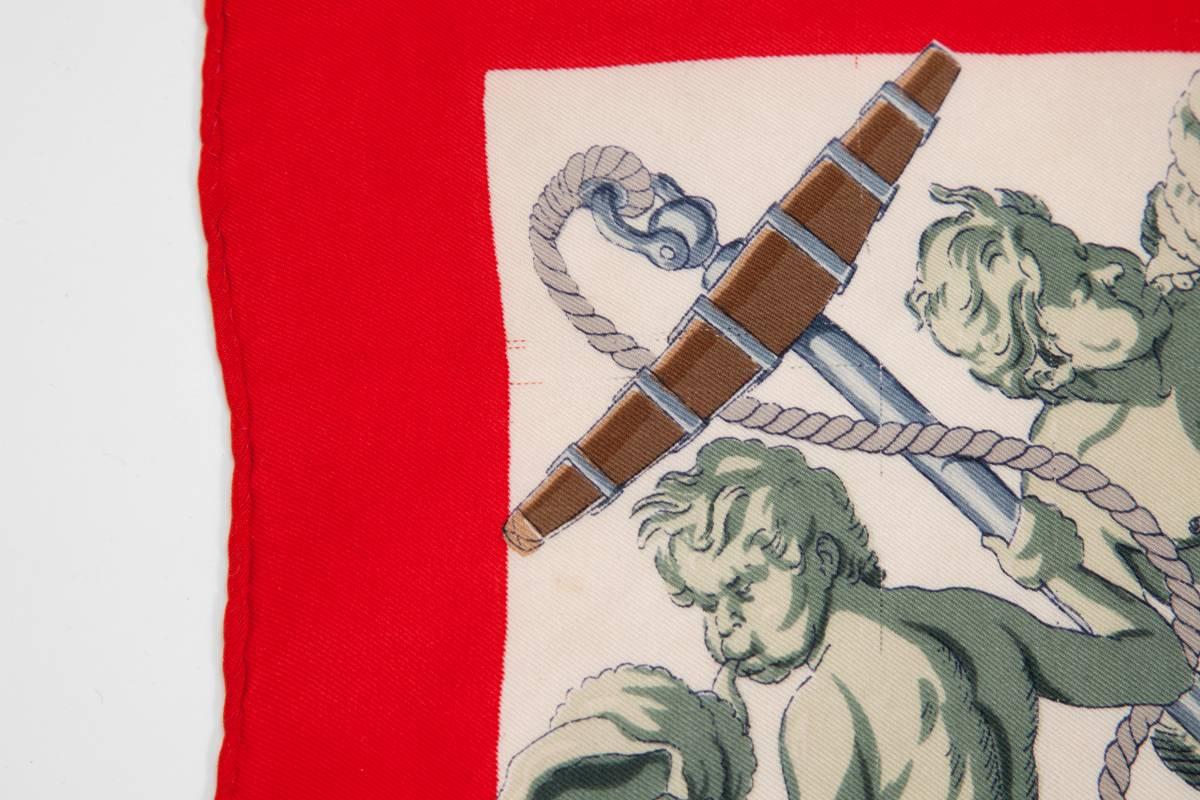 1959 Hermes L'Ocean Silk Twill Carré Scarf In Excellent Condition In Geneva, CH