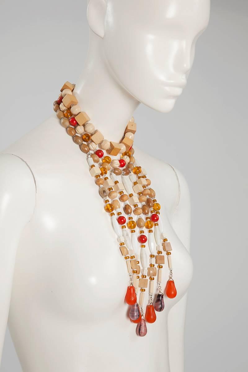 Artisan Yves Saint Laurent African Inspired Multi-Strand Necklace  For Sale