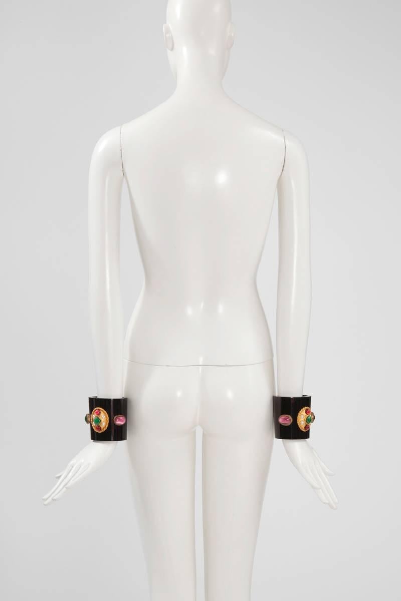 Runway Chanel Haute Couture Jeweled Cuffs Bracelets 3