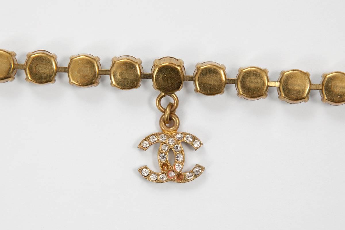 Women's Chanel Rhinestone CC Charm Necklace