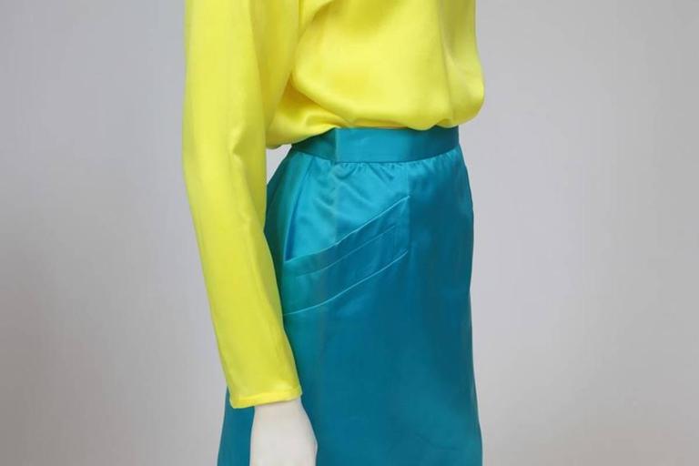 Yellow Yves Saint Laurent Neon Blue Skirt For Sale