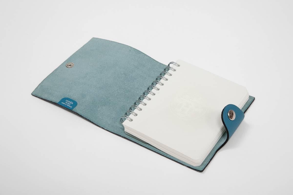 Blue Hermès New Togo Leather Ulysse Notebook