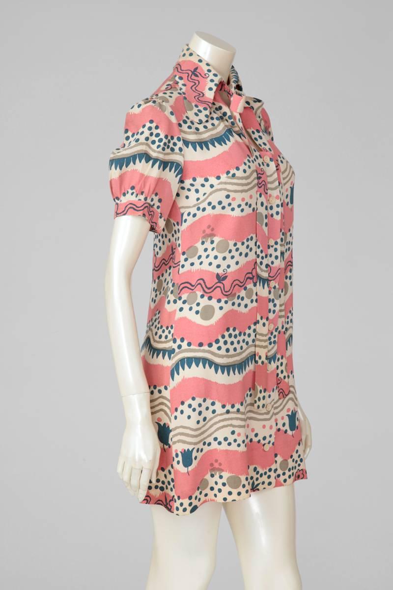 Radley Of London With Celia Birtwell Print Mini Shirt Dress In Excellent Condition In Geneva, CH