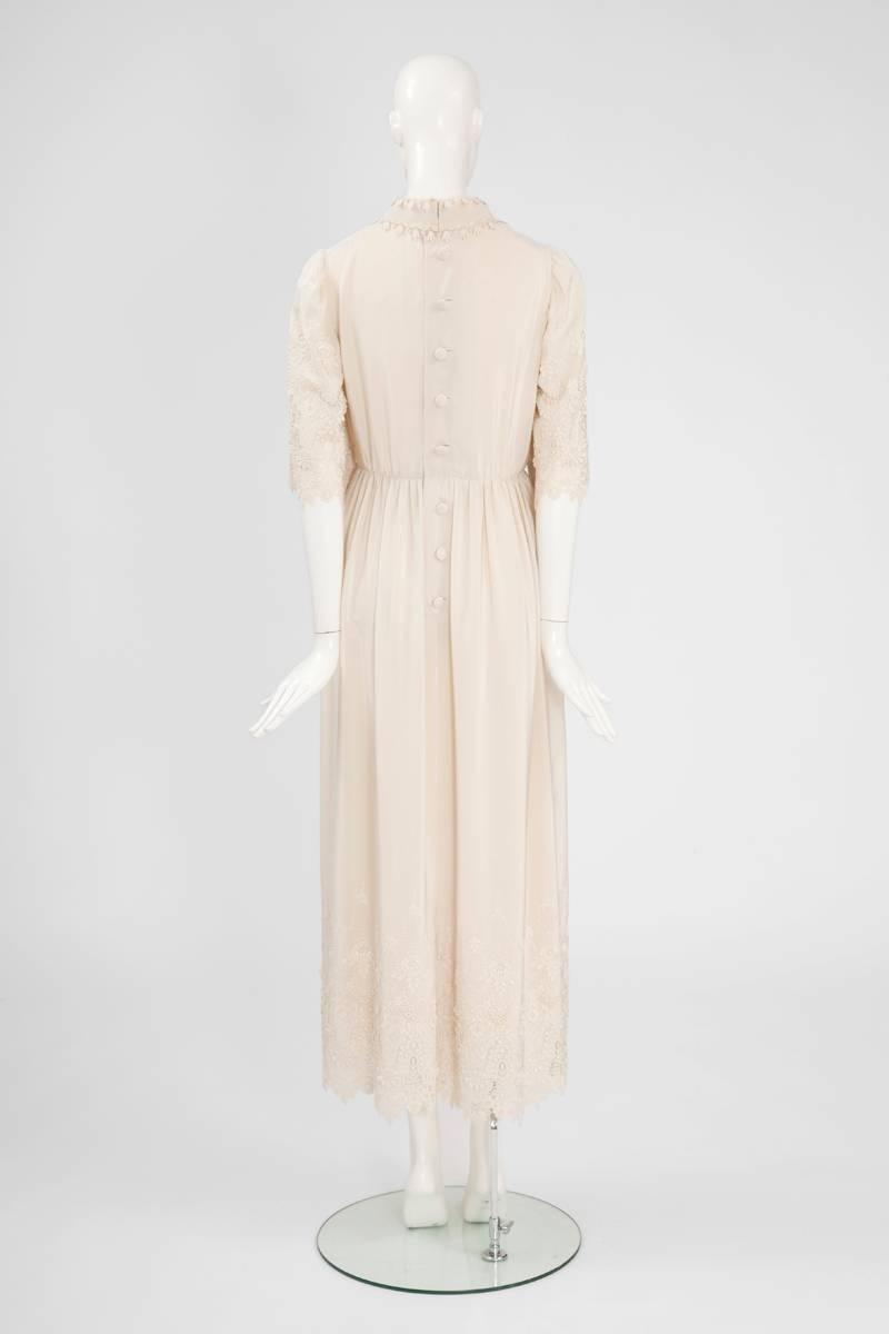 Pierre Balmain Haute Couture Silk & Guipure Dress, circa 1970 For Sale 3