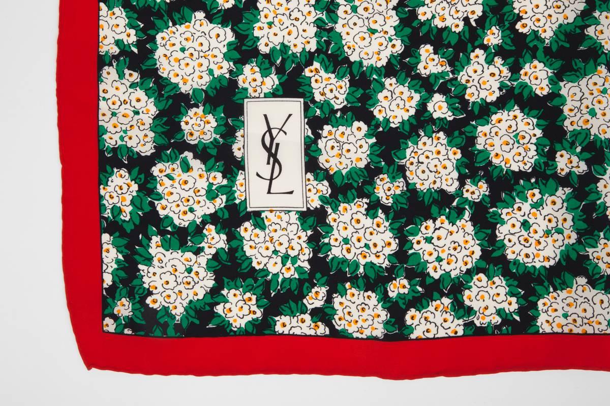 Women's or Men's Yves Saint Laurent Large Printed Floral Silk Scarf 