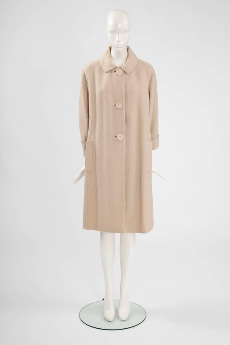 Beige Jacques Heim Wool Coat For Sale