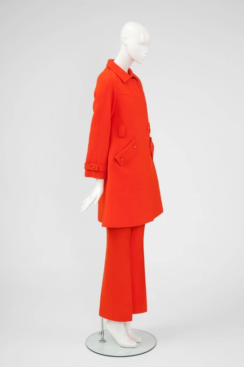 Red Numbered Courreges Couture Ensemble 