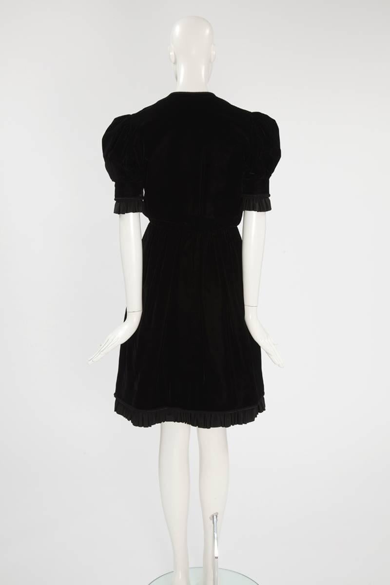Black Jean Patou Velvet Dress, Circa 1968  For Sale