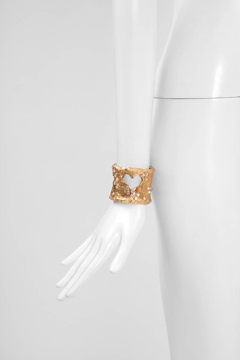 Rococo Christian Lacroix Gold-Plated & Rhinestones Cuff Bracelet 