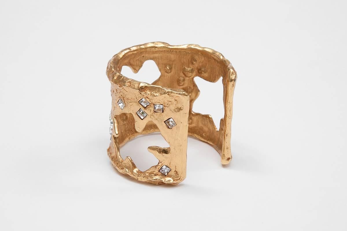 Christian Lacroix Gold-Plated & Rhinestones Cuff Bracelet  1