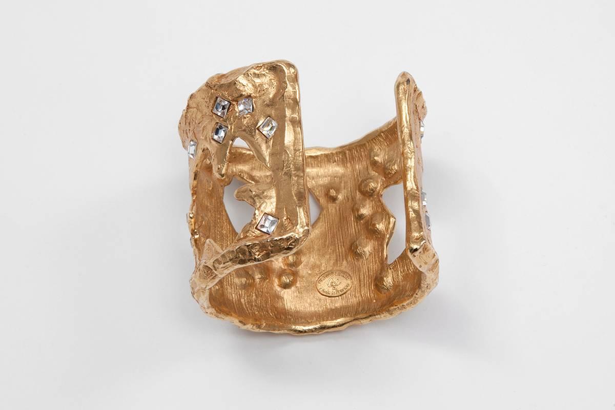 Christian Lacroix Gold-Plated & Rhinestones Cuff Bracelet  2