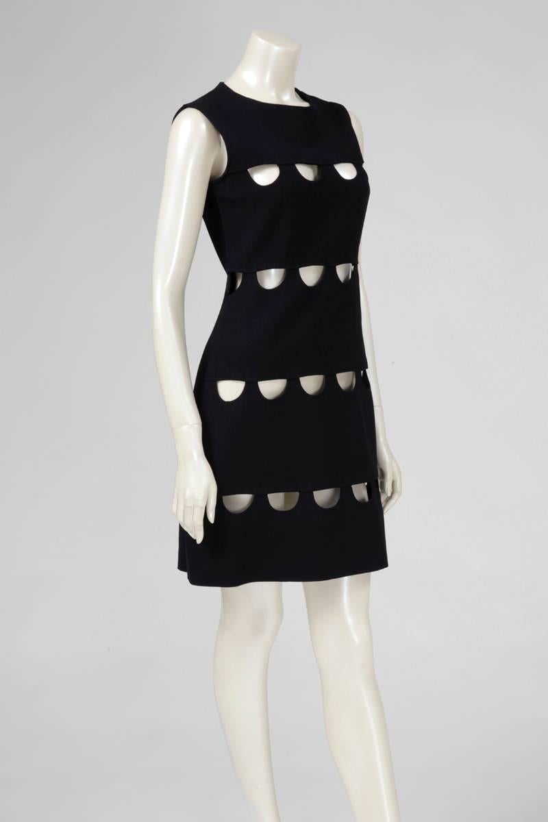 Black Very Rare AD Campaign Louis Feraud Wool Dress, Fall-Winter 1969