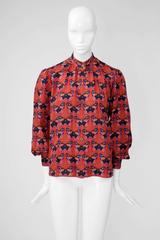 Rare Yves Saint Laurent Butterfly Print Blouse, Fall-Winter 1971-1972