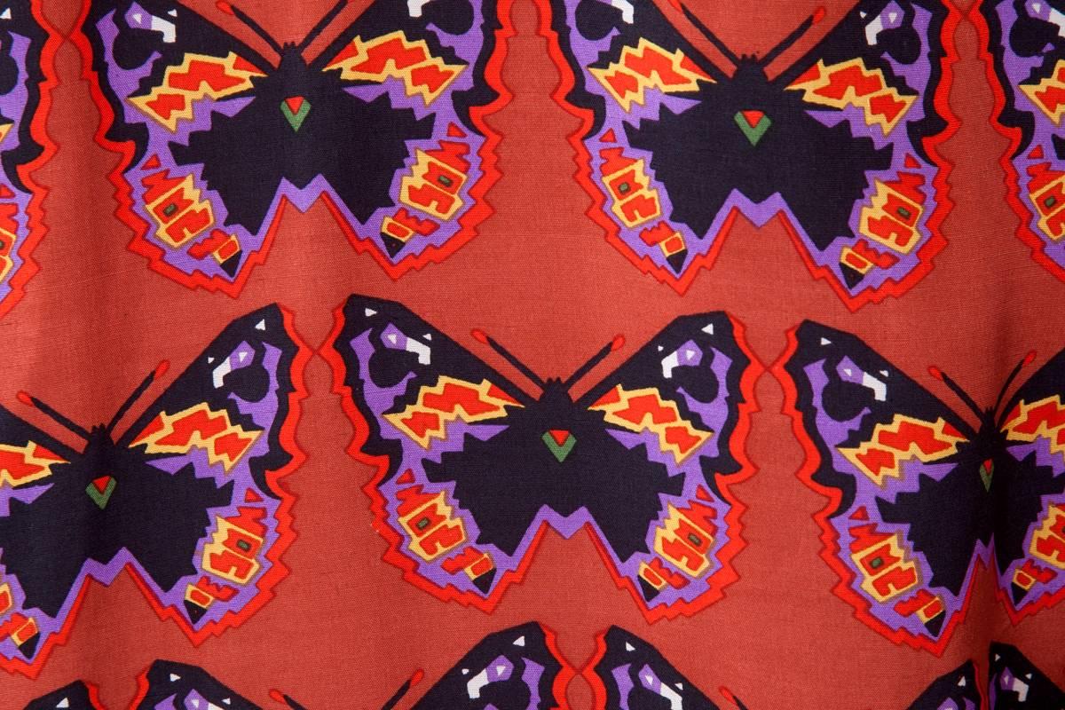 Rare Yves Saint Laurent Butterfly Print Blouse, Fall-Winter 1971-1972 For Sale 4