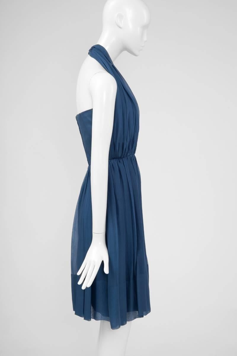 Seiden-Chiffon-Kleid mit Neckholder aus den 1960er Jahren Damen im Angebot
