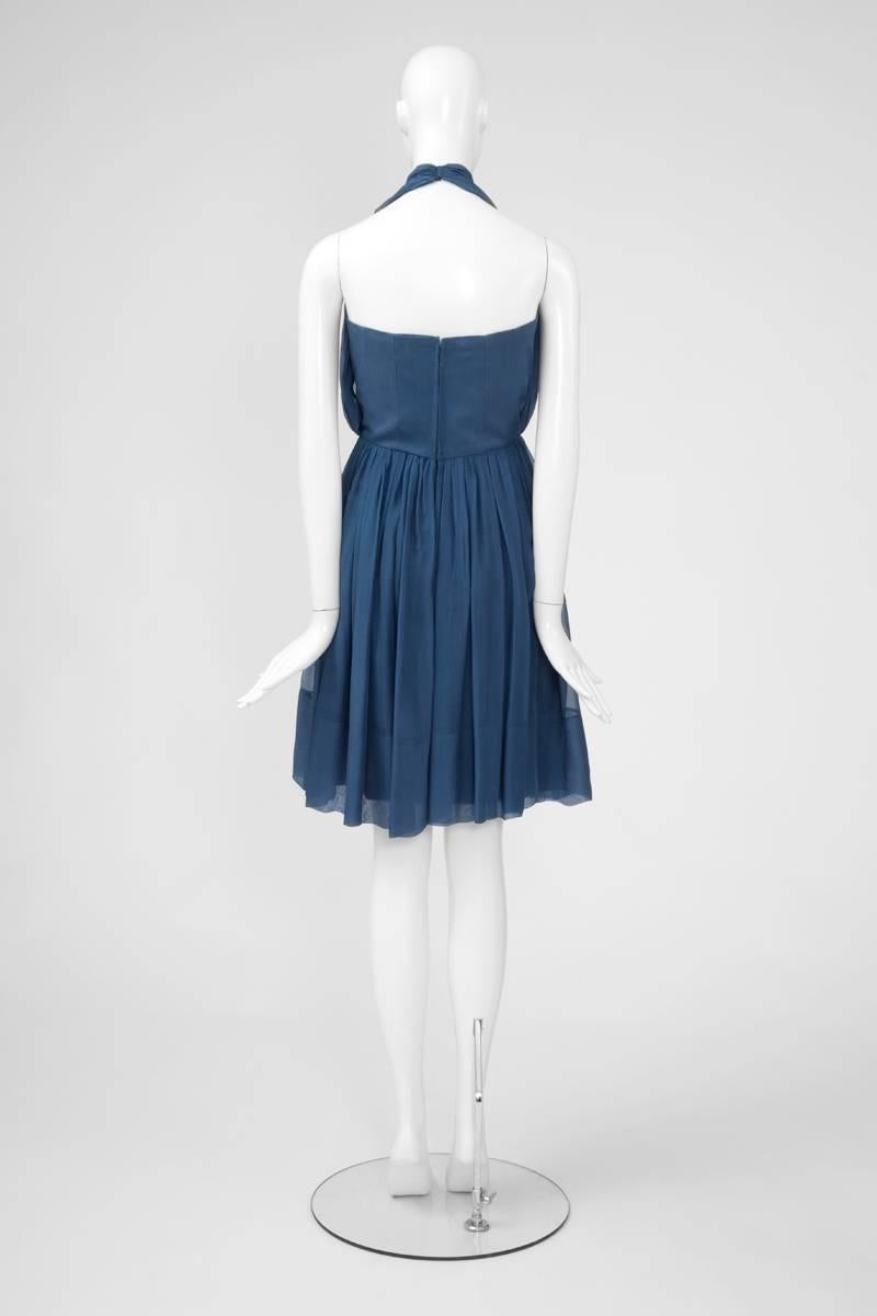 Seiden-Chiffon-Kleid mit Neckholder aus den 1960er Jahren im Angebot 1