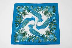 Rare Parrots & Pineapple Hermes Silk Twill Carre Scarf