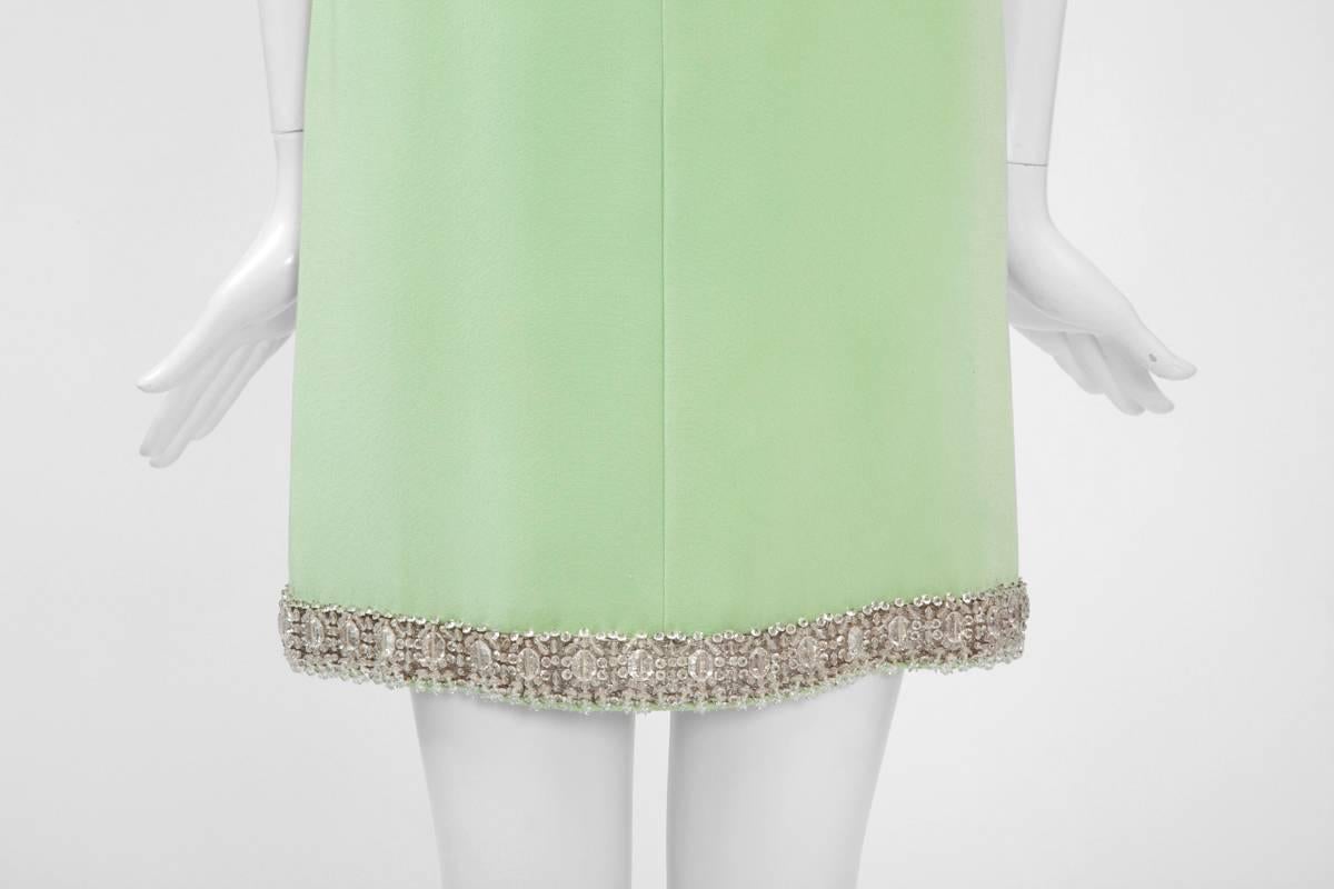Green 1960’s Haute Couture Silk Cocktail Dress For Sale