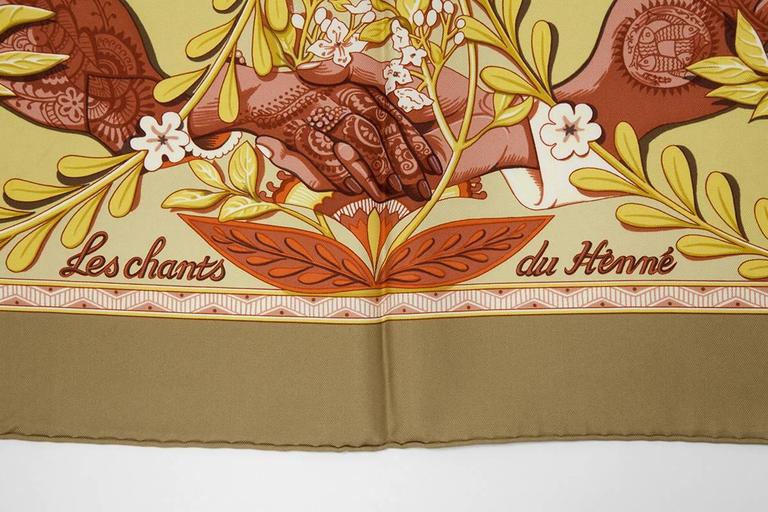 Women's 2002 Hermes “Les Chants Du Henne” Silk Twill Carre Scarf  For Sale