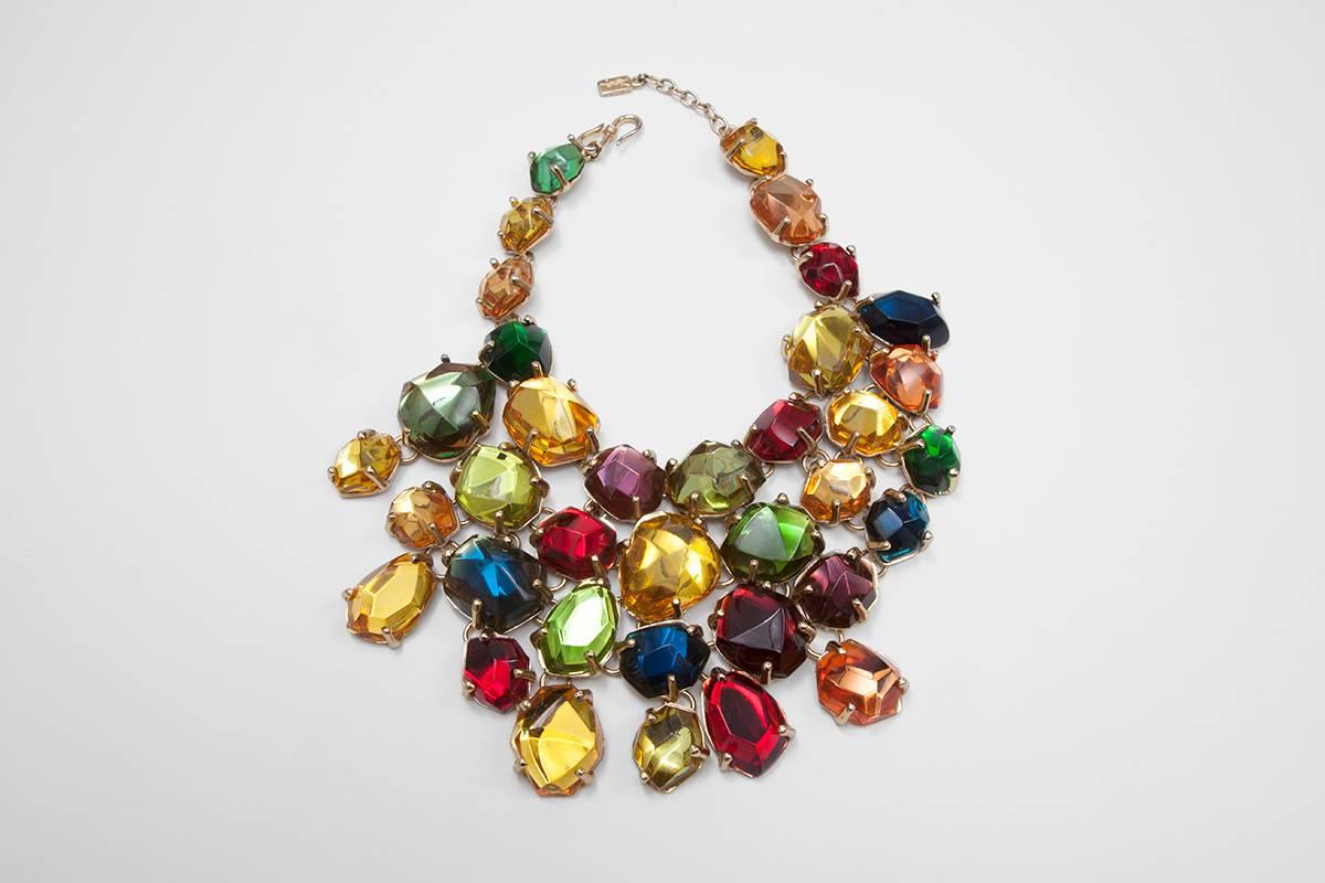 Néo-baroque Yves Saint Laurent Collier rare de pierres précieuses épaisses et géantes, circa 1987 