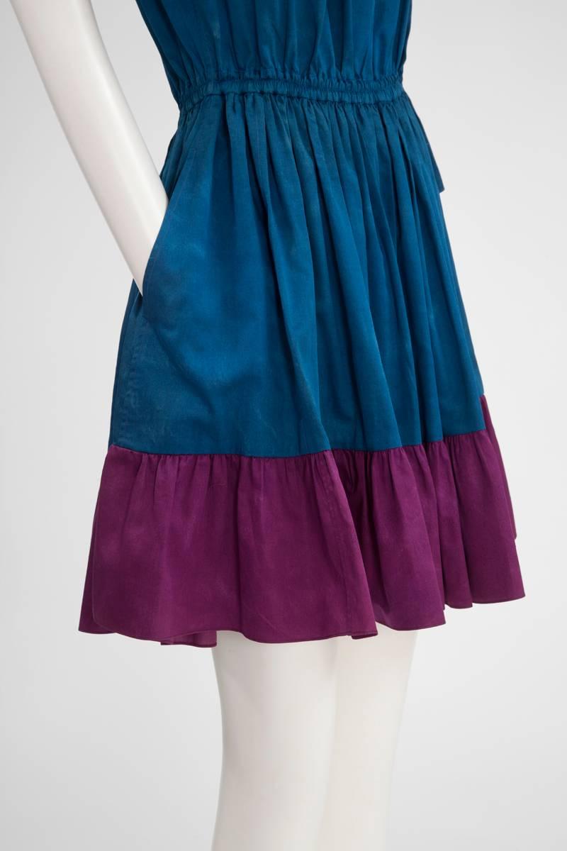 Women's Yves Saint Laurent Colorblock Ruffle Dress