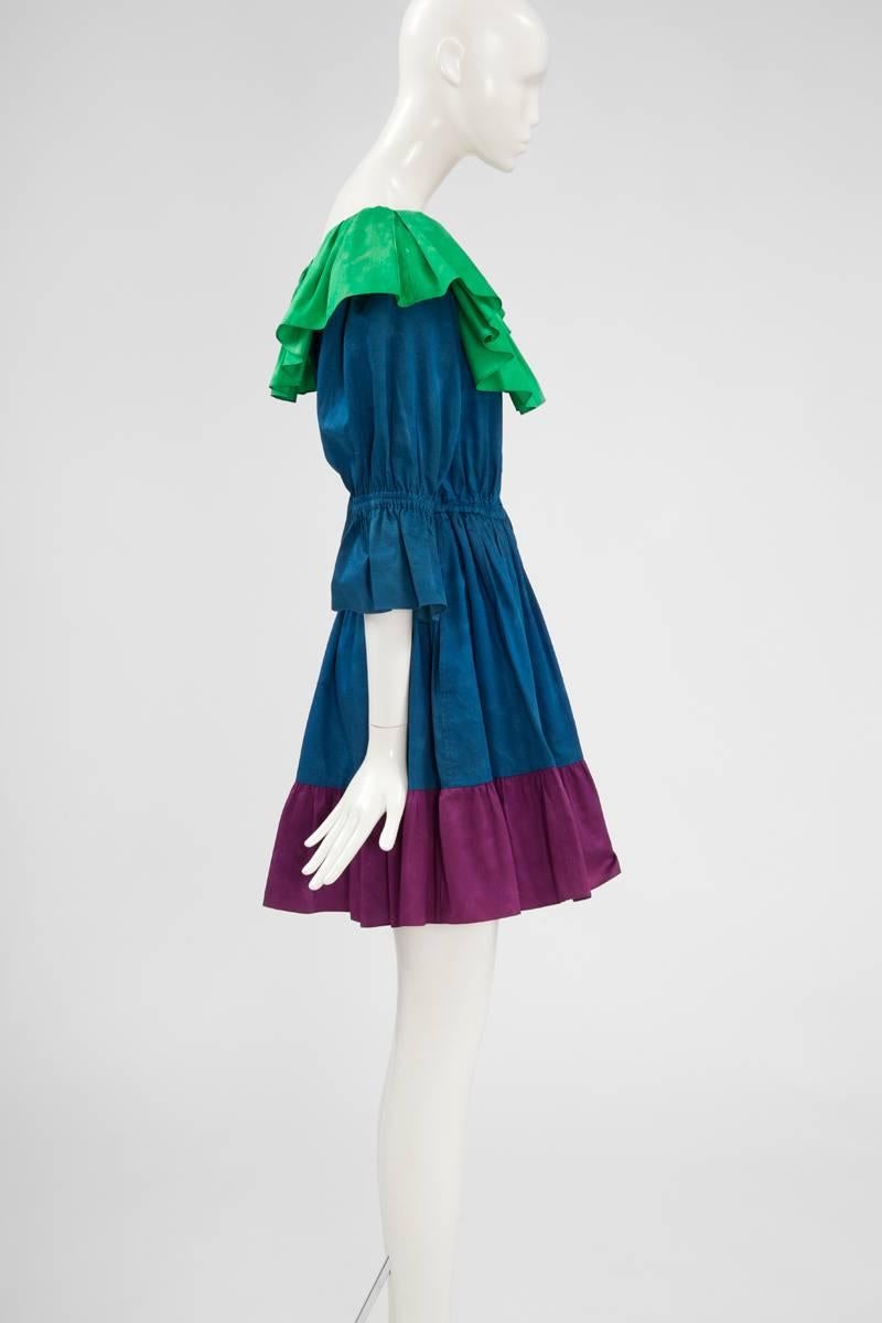 Yves Saint Laurent Colorblock Ruffle Dress 1
