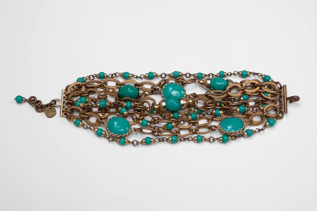Chanel Turquoise Multi-Strand Bracelet  In Excellent Condition In Geneva, CH